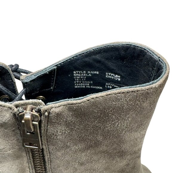 AllSaints Womens Boots Green/gray Olive Suede Micaela Peep Toe Ankle size 10 - Picture 4 of 7